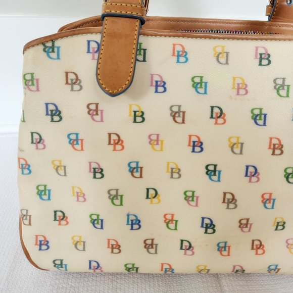 Dooney & Bourke Multi-Colored Leather-Trimmed Monogram Y2K Handle Bag w/Dust Bag - Picture 15 of 16